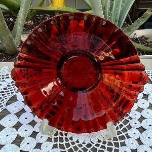 Vintage Anchor Hocking 8” Old Cafe Royal Ruby Red Serving Platter